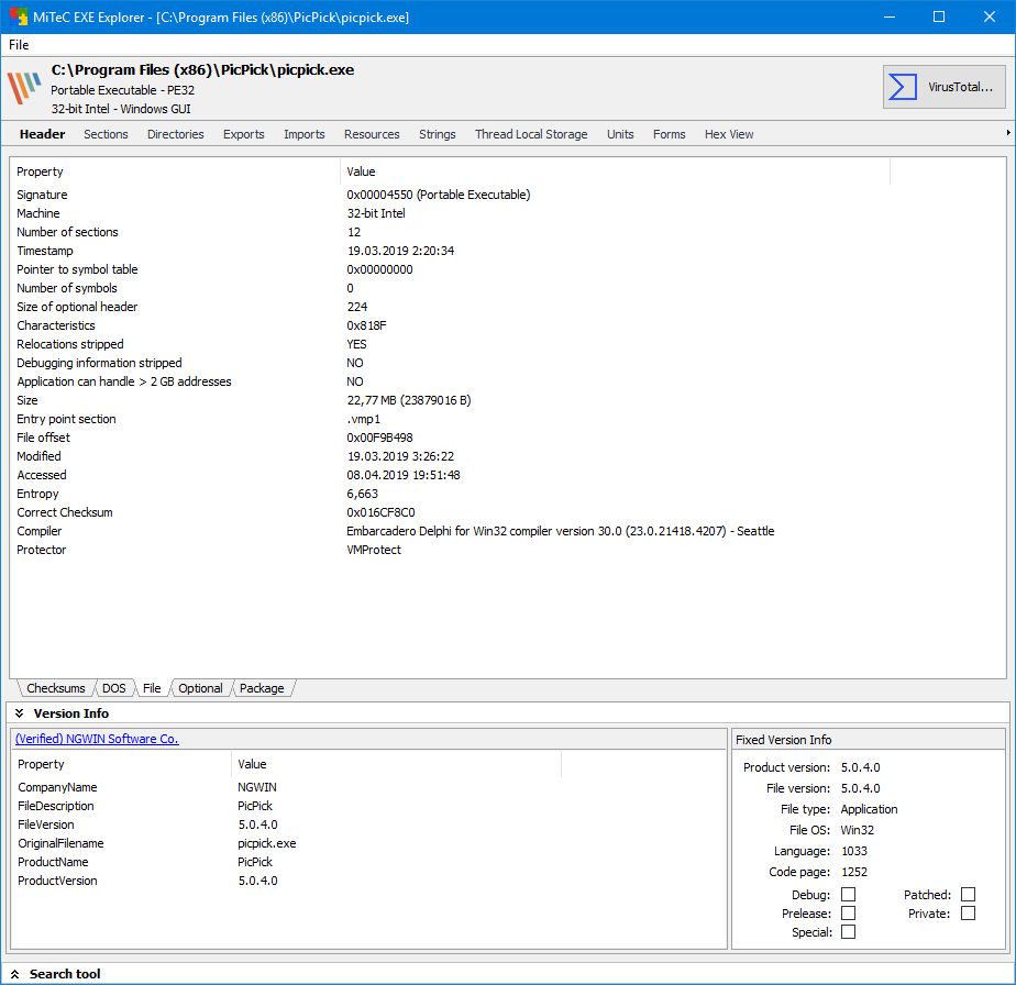 MiTeC EXE Explorer screenshot MiTeC EXE Explorer screenshot
