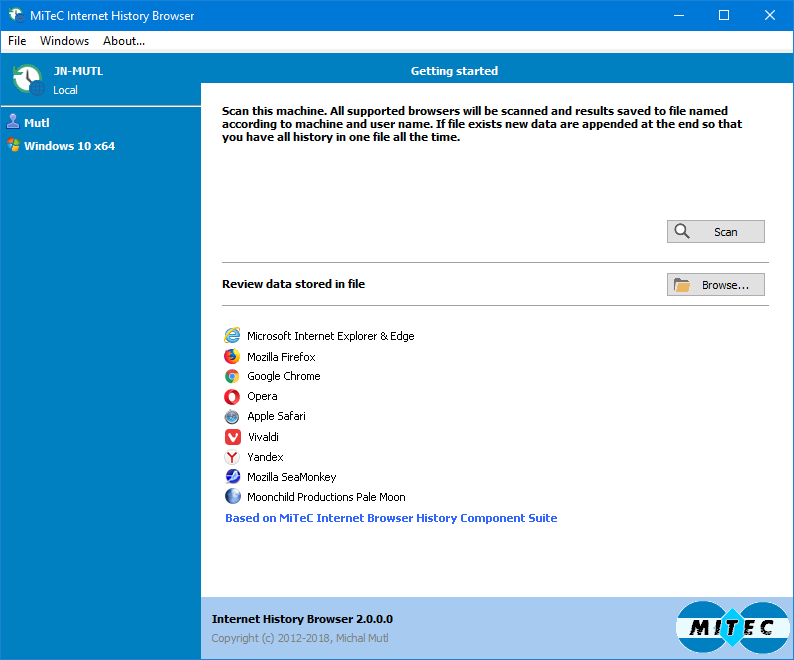 Windows 10 MiTeC Internet History Browser full