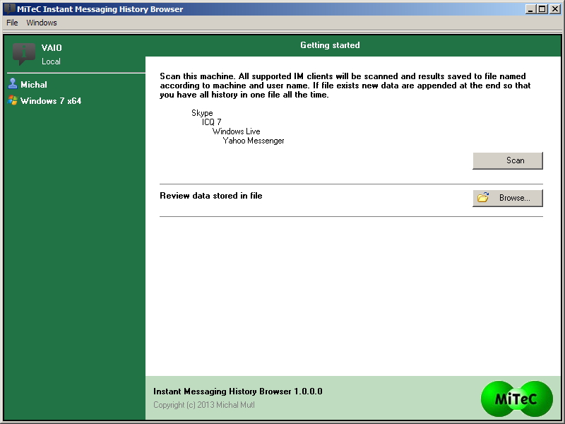 MiTeC Instant Messaging History Browser screenshot