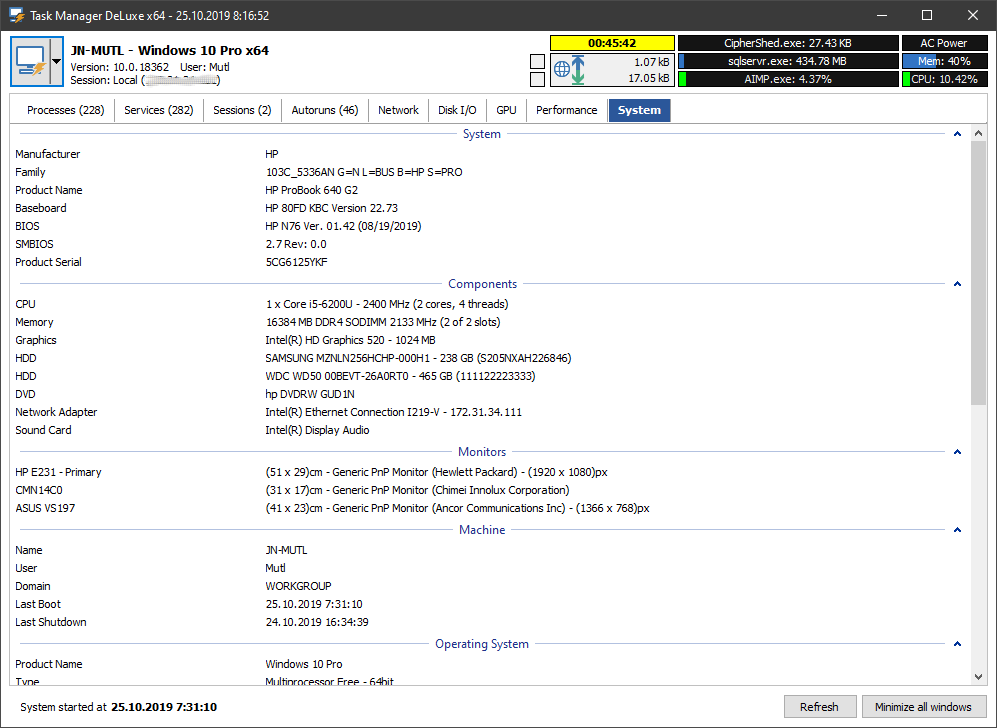 MiTeC Task Manager DeLuxe screenshot